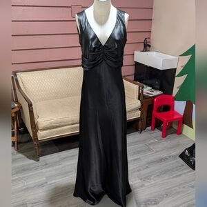 Black Satin Evening Gown